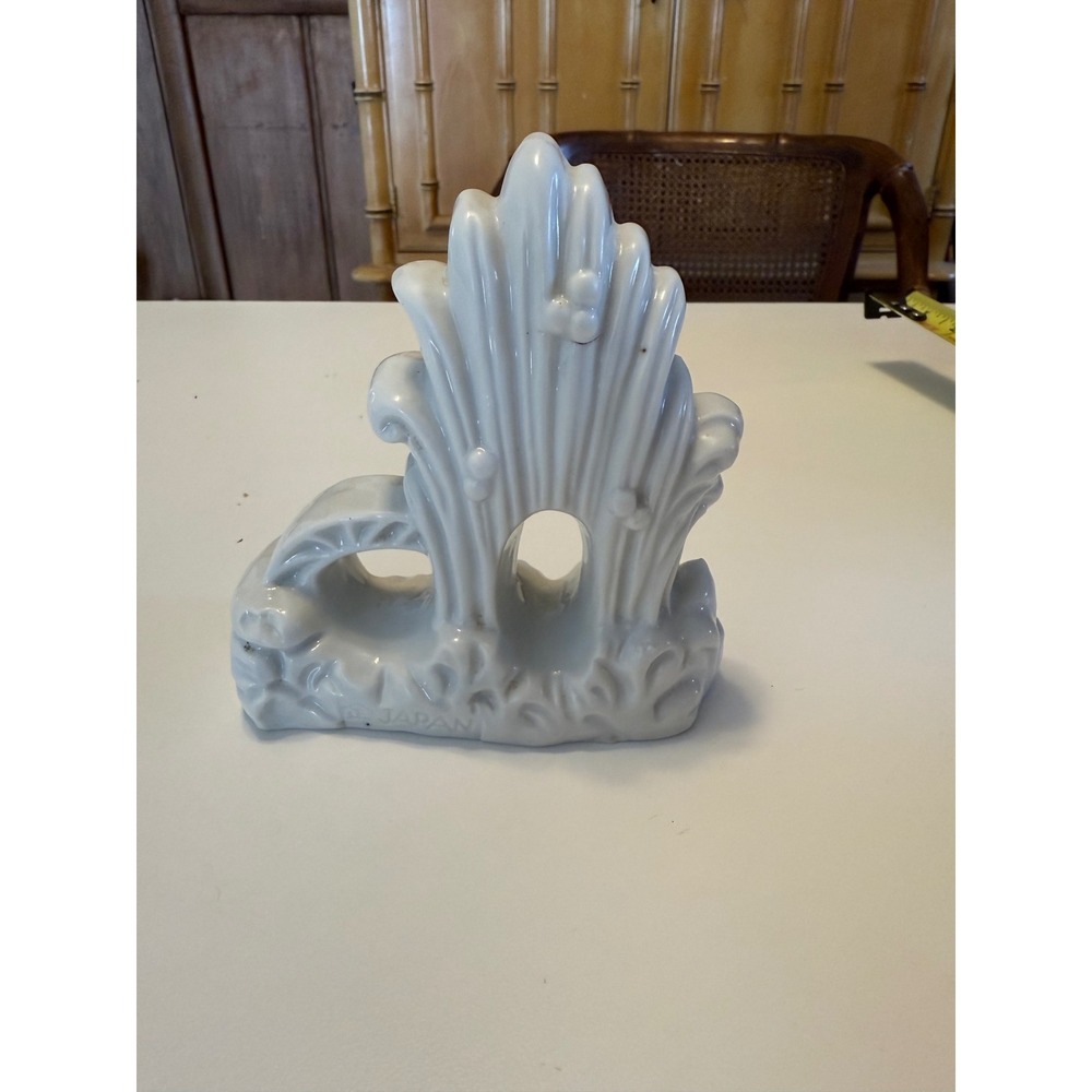 Vintage White Porcelain Aquarium Ornament Shell Coral Fish Tank Decor Japan